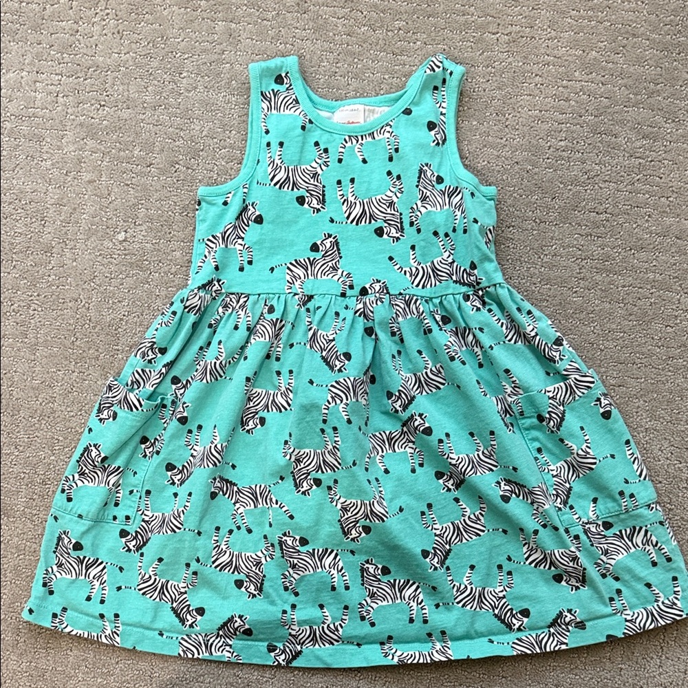 Hanna Andersson Teal Zebra Print Dress